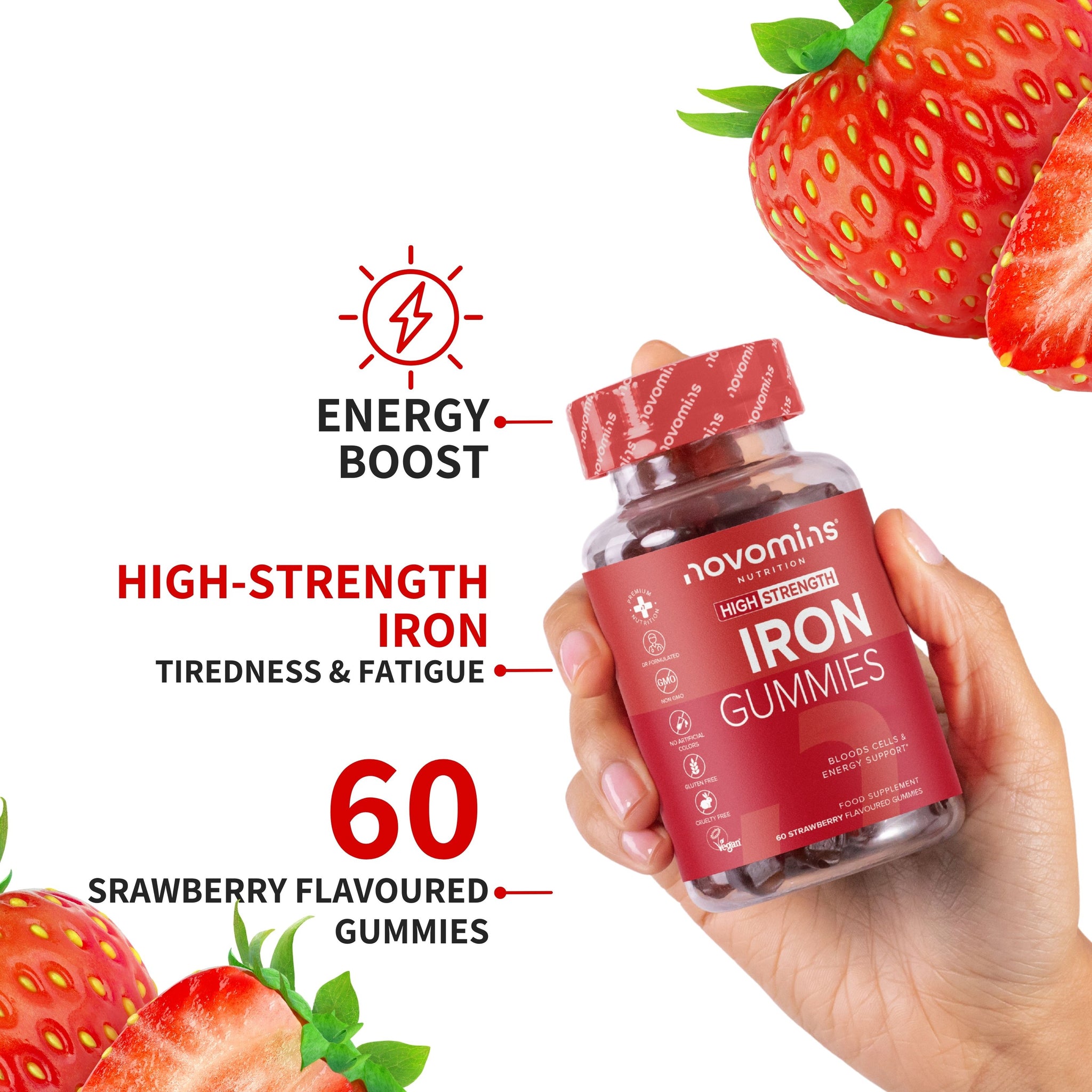 Iron Gummies Vital Iron & Vitamin C Supplement 60 Gummies